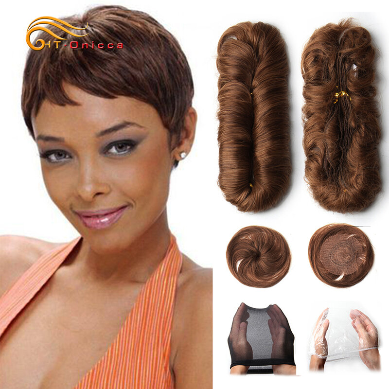 Htonicca-ブラジルの自然な巻き毛の織り方,レミー品質のヘアエクステンション,ショートスタイル,3 4 5インチ,28個