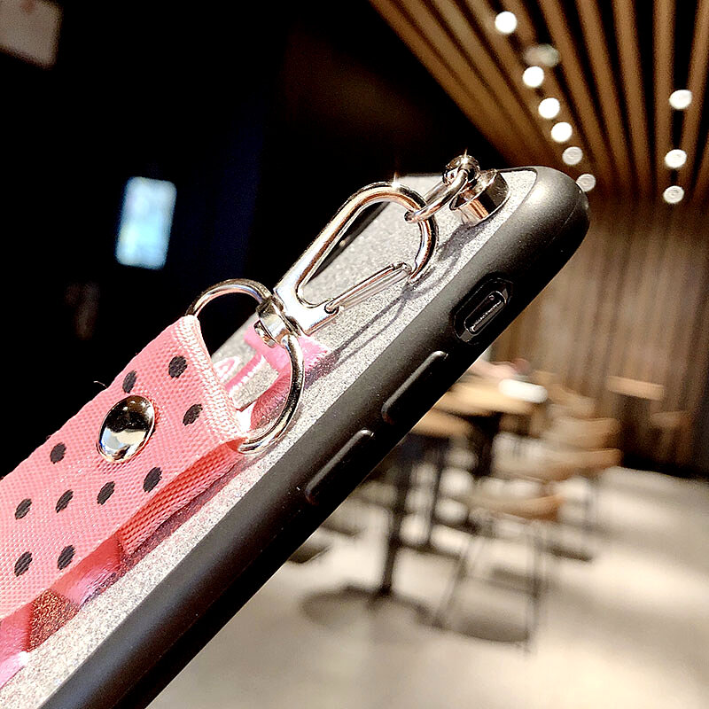 Funda de cuero de lujo Rosa Victoria Secret Glitter bordado para iphone 7 funda Xs Max X 8 6 6sPlus Wave Point Lanyard cubierta