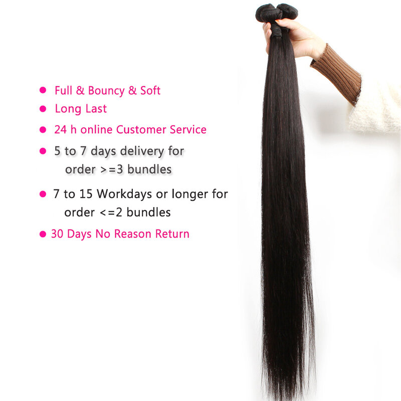 BLACK FRIDAY-mechones de cabello humano Natural liso, mechones de cabello peruano, 32, 34 y 36 pulgadas, moda negra, oferta