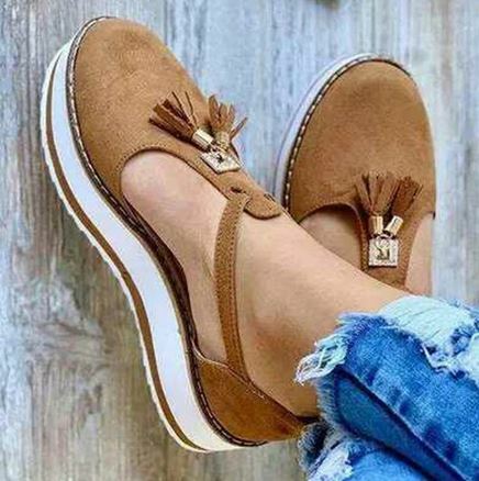 YEELOCA 2020 women summer sandals fashion buckle m002 strap solid fringe cover heel flat platform heel MU22