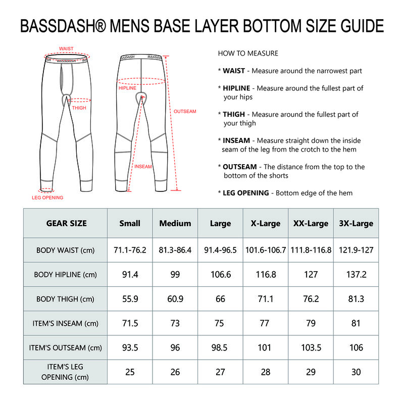 Bassdash Mannen Midweight Thermische Base Layer Broek Warm Legging Ondergoed Bottom Quick Dry FS20M Ademend Zachte Outdoor Fietsen