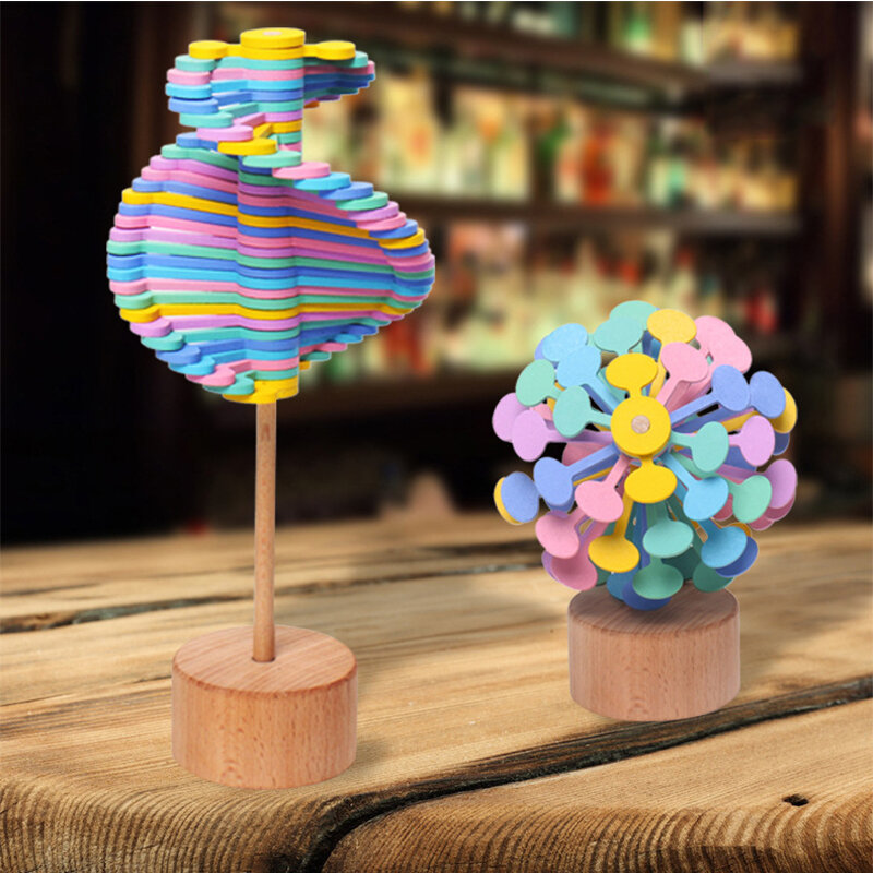 Venda quente de madeira rotativa lollipop varinha mágica alívio do estresse brinquedo fidget spinner arte criativa decoração mão spinner brinquedos menino menina