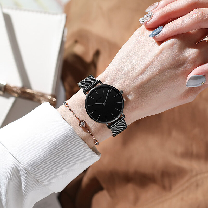 CRRJU جديد زوج ساعات رجالي وحريمي العلامة التجارية الأعلى اليابان حركة الموضة ساعة اليد مقاوم للماء شهم ساعة السيدات ساعة كوارتز رائعة