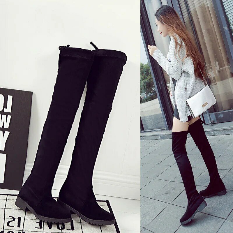 Casual High Quality Slimming Over-the-knee Boots Women's Autumn New Boots Versatile Chunky-Heel High Heels Boots For Female Lady