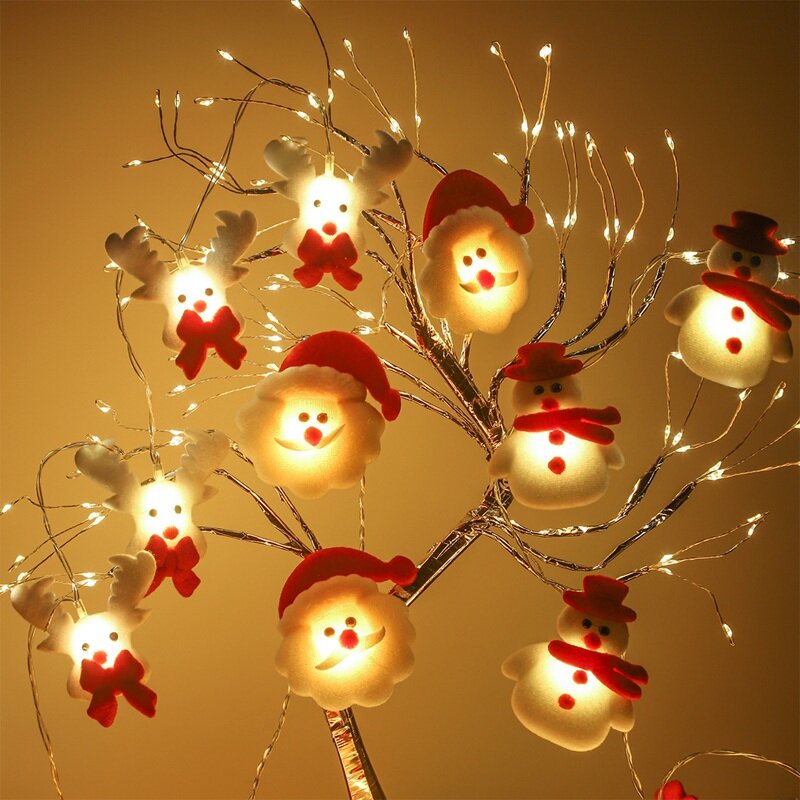 Guirnalda de luz LED para decoración del hogar, adorno de Navidad de muñeco de nieve para árbol de Navidad, 2021