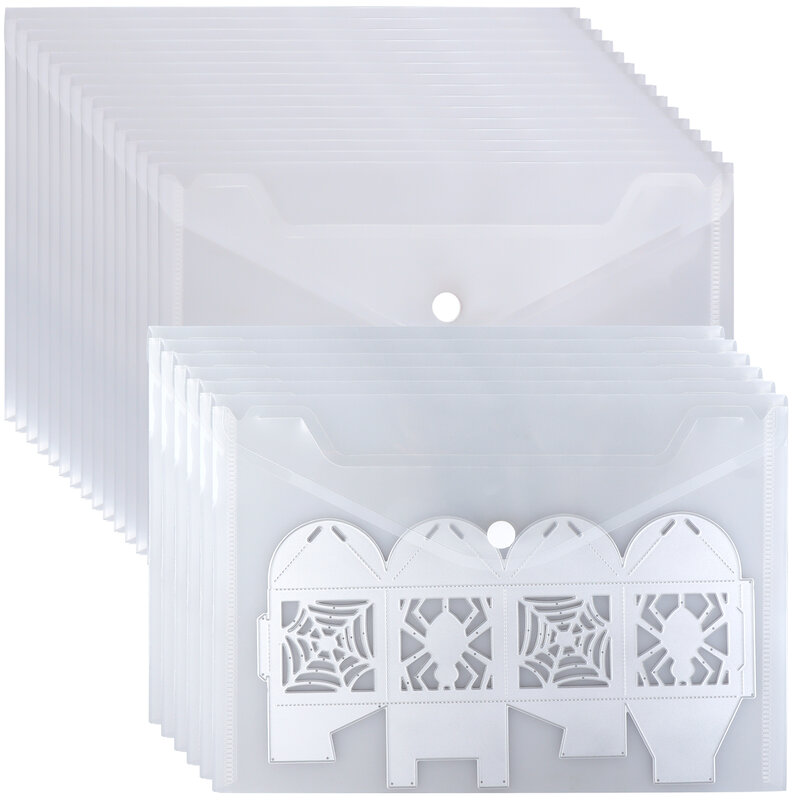 Bolsa de almacenamiento de sellos y troqueles transparentes, sobres grandes de plástico resellables, 24 piezas