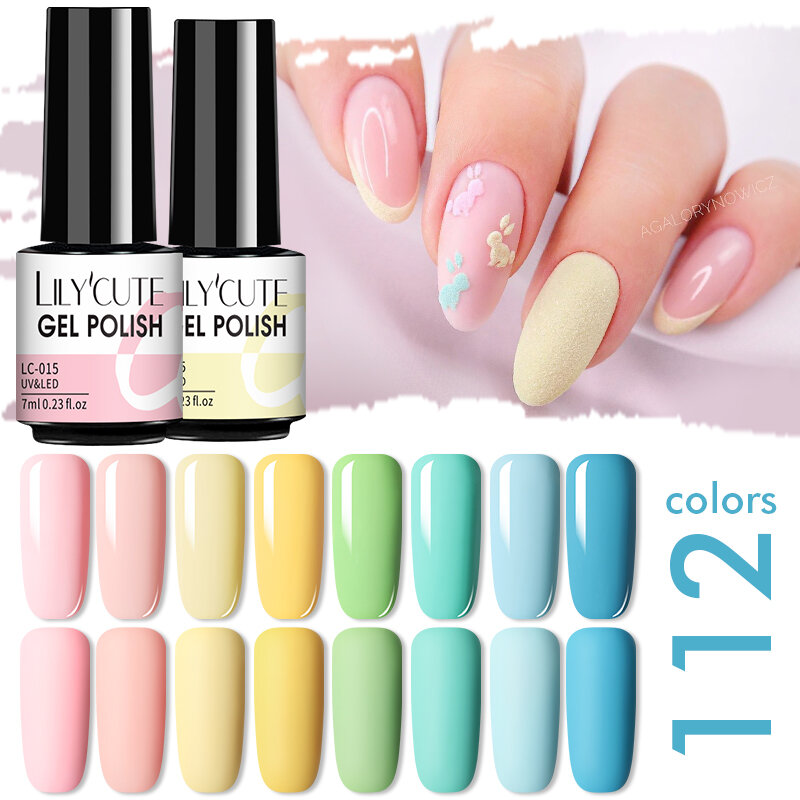 LILYCUTE 6 pz/set Gel smalto per unghie Set 136 colori Glitter Semi permanente ibrido Gel vernice Base Top Coat Soak Off UV LED Nail Art