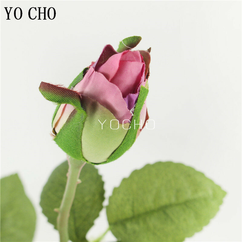 YO CHO 핑크 장미 실크 웨딩 부케 꽃, 결혼 DIY 신부 꽃, 라텍스 인공 장미 부케, 신부 들러리 장식