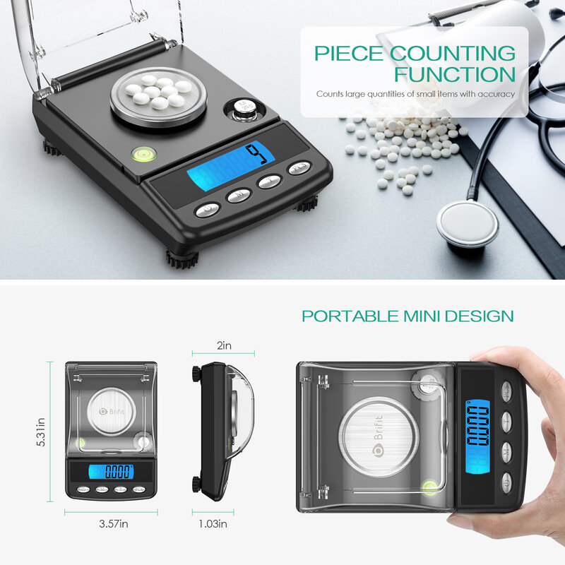 0.001g Precision Digital Jewelry Scale 20g USB Powered Electronic Weighing Scale LCD Mini Lab Balance 0.001g Electronic Scales