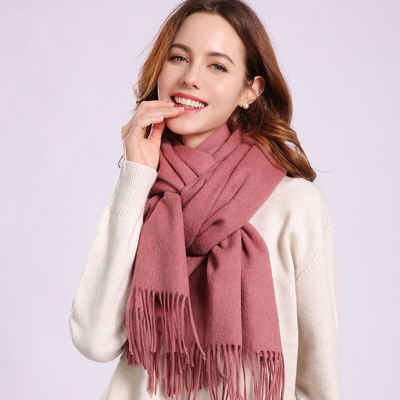 Écharpe en laine fine pour femme, châle en cachemire, grande chaîne, épaisse et chaude, hiver