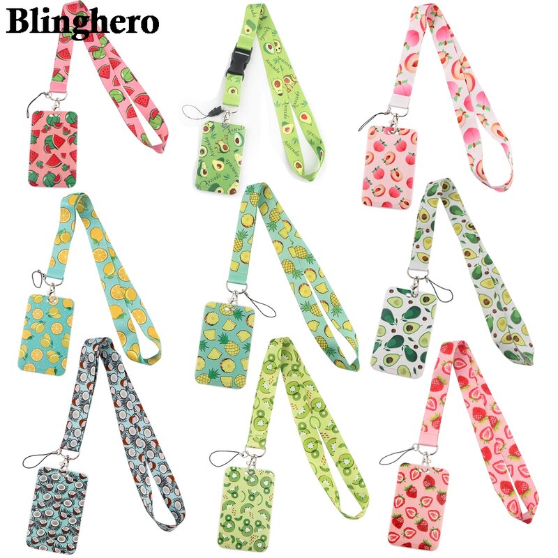 CB542 Summer Fruit Pattern Neck Strap Hang Rope for Key ID Card Cell Phone Straps Watermelon Strawberry Lanyard Badge Holder