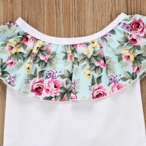 2020 Brand New Casual Newborn Toddler Infant Baby Girl Cotton Romper Crop Tops Shorts 2Pcs Outfit Floral Clothes 0-24M