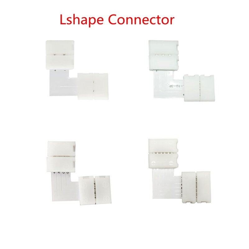 Aksesori Tanpa Solder Strip LED 2/3/4/5PIN T/L/X Jenis Konektor Sudut Lebar 10Mm, Cocok untuk WS2812B WS2811 RGB RGBW RGBWW
