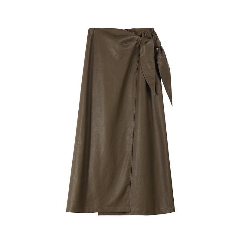 Vestido de color puro para mujer, cinturón de cintura alta, simple, original, otoño e invierno, 2021