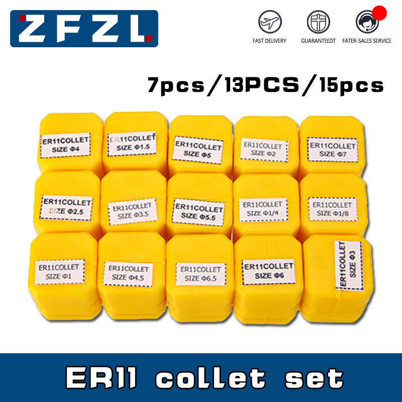 ER11コレットチャックセット7個13個15個ER11 1ミリメートル-7ミリメートル春コレットcncマシニングセンタ彫刻機旋盤ミルツール