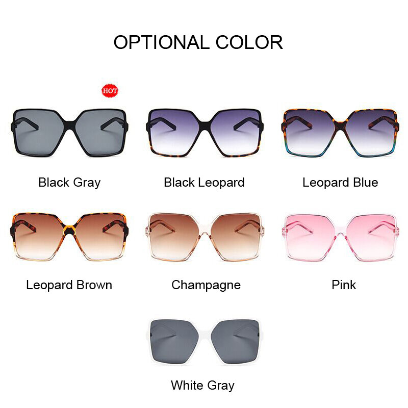Солнцезащитные очки унисекс, квадратные темные очки большого размера, в черной оправе, с градиентом, в стиле хип-хоп, с цветными линзами