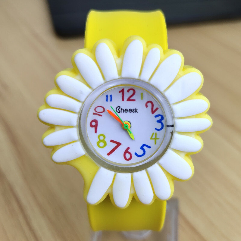 دروبشيبينغ جديد أقحوان شكل ساعة للأطفال بات دون مشبك الرياضة الكوارتز ساعة اليد الاطفال عيد ميلاد ساعة ساعة