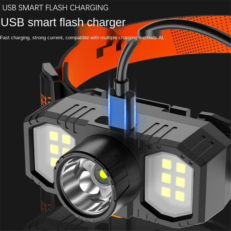 Faro LED portátil recargable por USB, linterna de cabeza ultrabrillante para búsqueda nocturna y pesca, batería 18650, para Camping