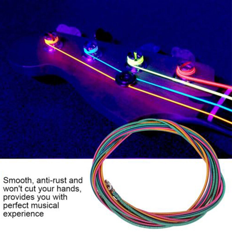 Guitarra Baixo Elétrica Cordas, Cordas De Aço Colorido, Cordas De Substituição, Light Gauge, 1.2m,. 046 para. 100, 4 cordas