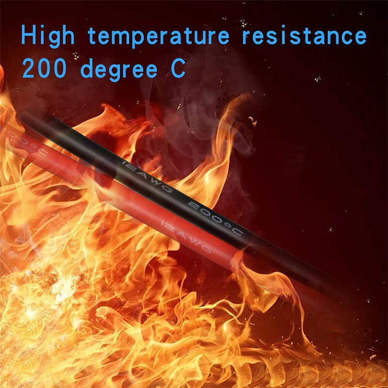 Fil flexible en silicone souple, ligne de test haute température, noir et rouge par chaque, 12AWG, 14AWG, 16AWG, 18AWG, 20AWG, 22AWG, 5m