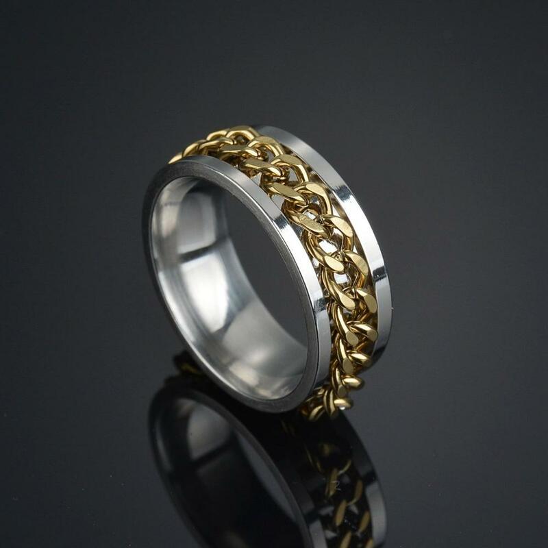6/8mm Punk acciaio al titanio numeri romani anelli a catena Twist per uomo lucido Black Rock Biker anello per feste di matrimonio regalo di gioielli