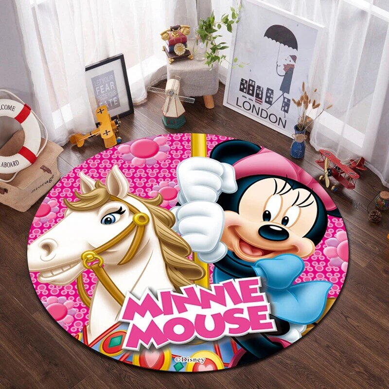 Disney – tapis de jeu rond pour enfants, 100x100cm, tapis de sol pour salon, dessin animé, activité pour bébé