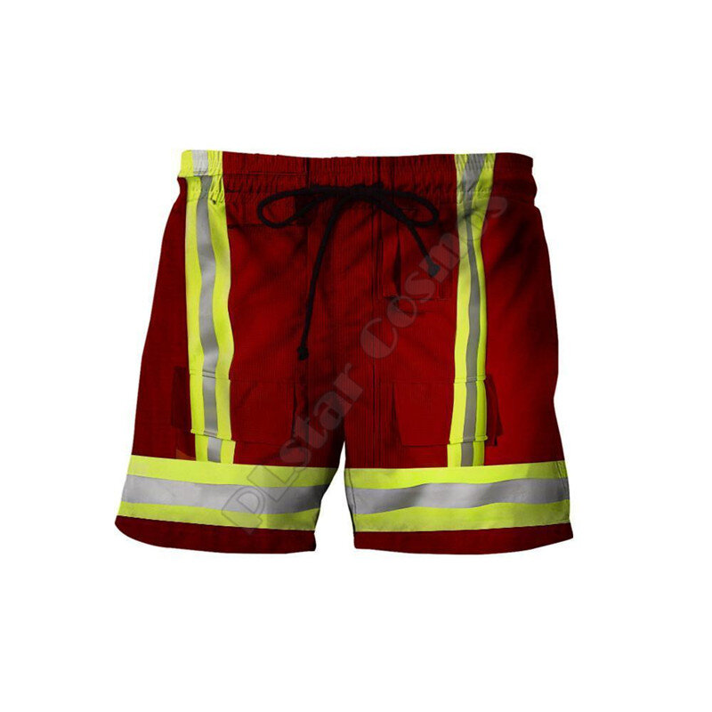 Zomer Casual Shorts Premium Aangepaste Naam Brandweerman 3d Bedrukte Broek Voor Dames Heren Shorts 01