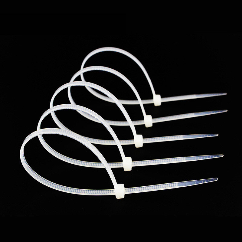 100 Pcs Zelfsluitende Plastic Nylon Kabelbinder Wit Kabelbinder Bevestiging Ring Industriële Kabelbinder Kabelbinder Set