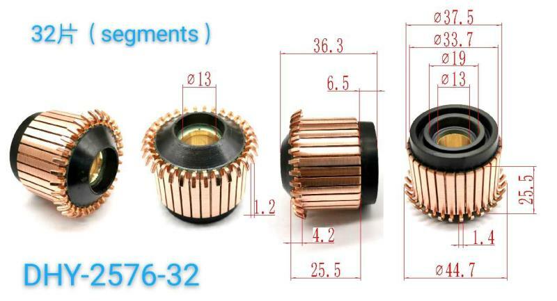 Tipo de gancho de cobre dos dentes de 13*37.5*36.3mm 32p comutador do motor elétrico