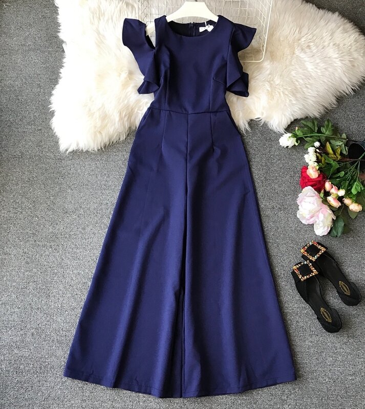 Jumpsuitเสื้อผ้าผู้หญิง 2020 Overallsผู้หญิงเกาหลีVintage ElegantตรงยาวกางเกงชุดสุภาพสตรีRopa Mujer ZT5293