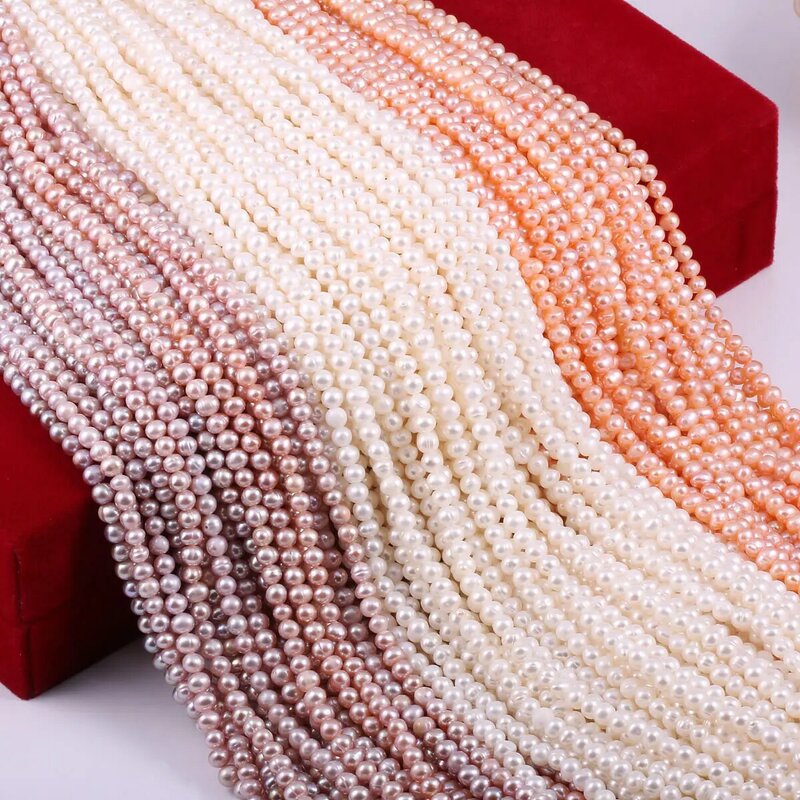 Hampir melingkar mutiara jimat kualitas tinggi manik longgar DIY wanita kalung gelang perhiasan hadiah Aksesori