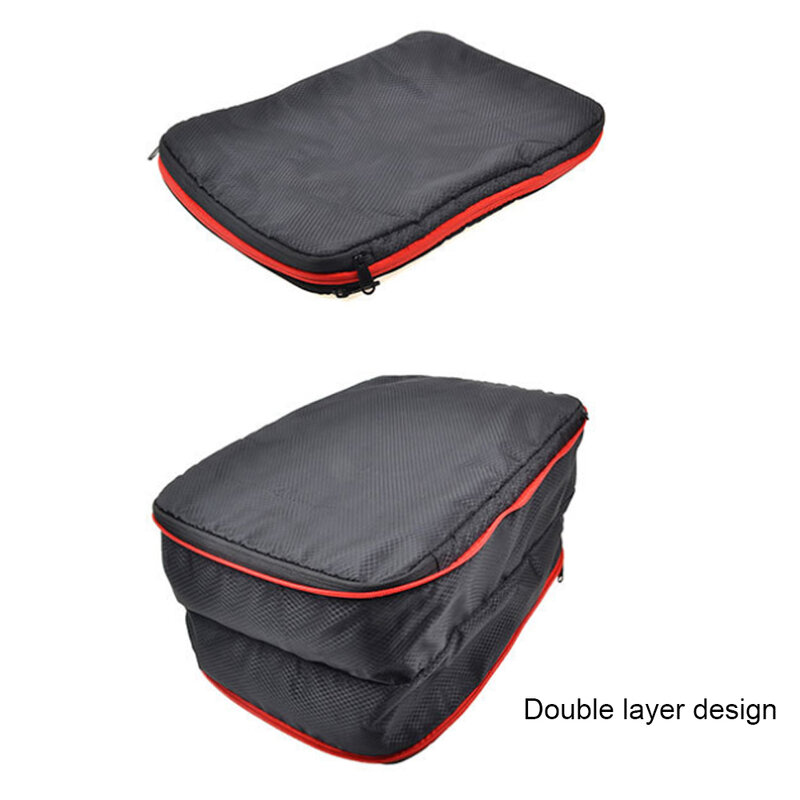 Ensemble de sacs de rangement de voyage à double couche pour vêtements, pochette en poudre, cube d'emballage de compression