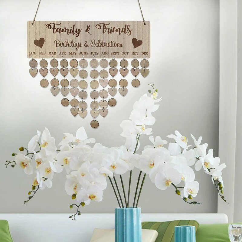 DIY Families Friends Birthday Celebration Calendar Reminder Planner Board Decor beautiful home Ornament 40cm x 12cm