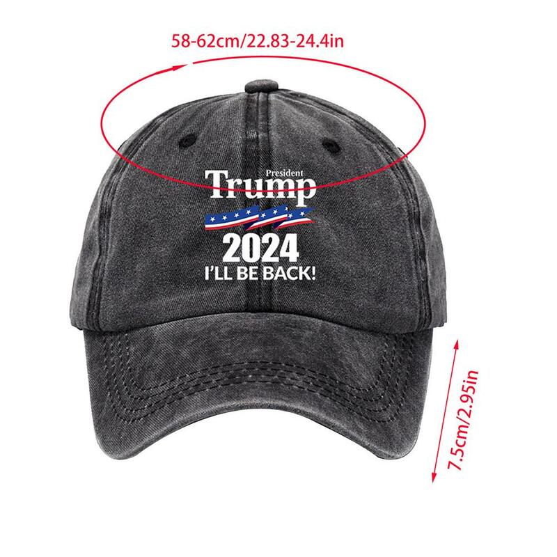 Trump 2024電子野球帽ランプはアメリカの偉大なスローガンの帽子を保ちますフラグ付きの調節可能な野球帽快適なすべて