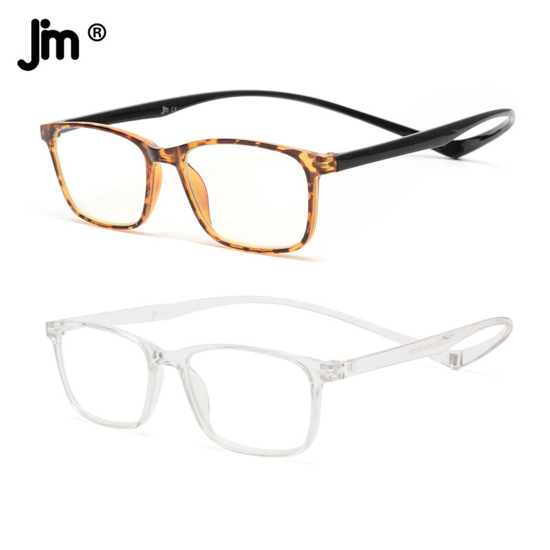 JM 2pcs/set Magnet Leg Blue Light Reading Glasses for Men Women Vintage Square Diopter Magnifier Presbyopic Eyeglasses