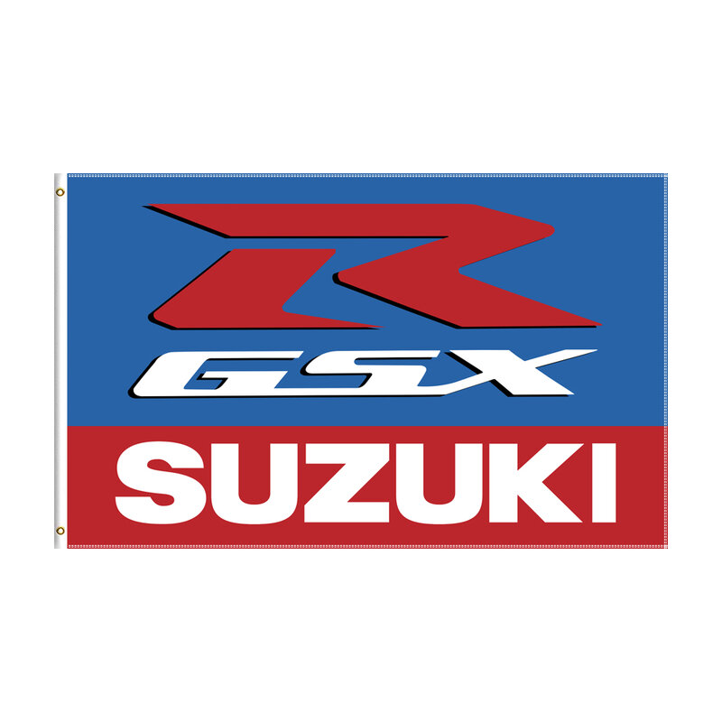 Bendera Mobil Balap Hitam Biru Suzuki GSX 90X150Cm untuk Promosi