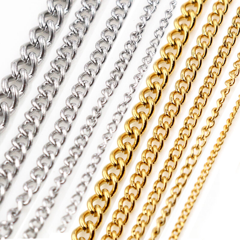 5 mètres/lot ne se fanent jamais épaissir les chaînes de collier d'acier inoxydable en vrac pour des bijoux à bricoler soi-même des résultats faisant des matériaux fournitures faites à la main