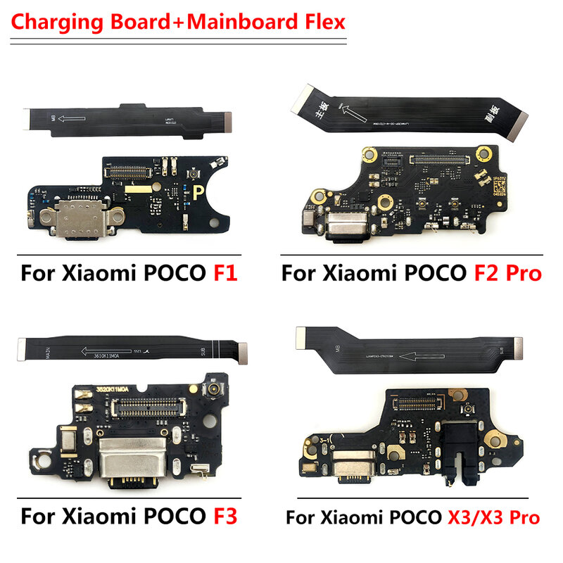 새로운 Xiaomi Poco F2 Pro F1 F3 X3 Pro USB 전원 충전 보드 커넥터, 플러그 포트 독, 메인 보드 마더 보드 플렉스 케이블 포함