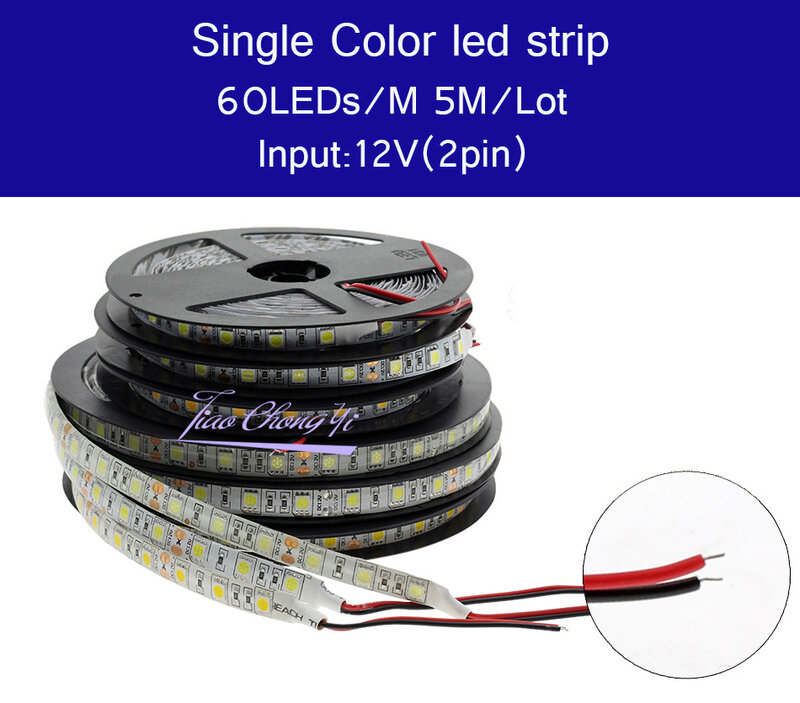 Tira de luces LED Flexible, cinta de luz SMD 5050 RGB, color blanco, resistente al agua, DC12V, 1m, 2m, 3m, 4m, 5m, 300