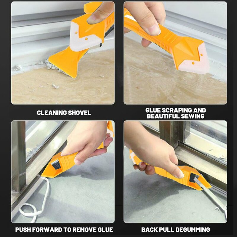5pcs 3 In 1 Glass Glue Angle Scraper Caulking Tool Multifunctional Rubber Shovel Silicone Remover Angle Shovel High Quality
