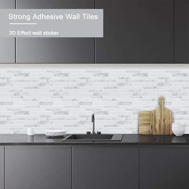 Self Adhesive Bathroom Wall Paper Tiles Vinyl Wall Stickers 3D Kitchen Stickers Wall
