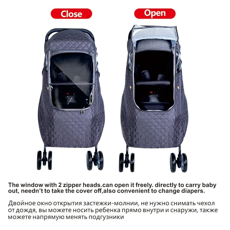 Penutup Hujan Kereta Dorong Bayi Musim Dingin Tebal Hangat Pelindung Debu Angin Jas Hujan untuk Bayi Luar Ruangan Penutup Pelindung Kereta Dorong Tahan Air