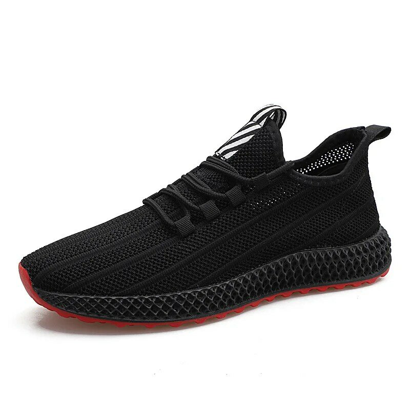 New Men Casual Shoes All Black Breathable Sneakers Zapatillas Hombre High Quality Flyknit Woven Shoes Men Tenis Masculino Sapato