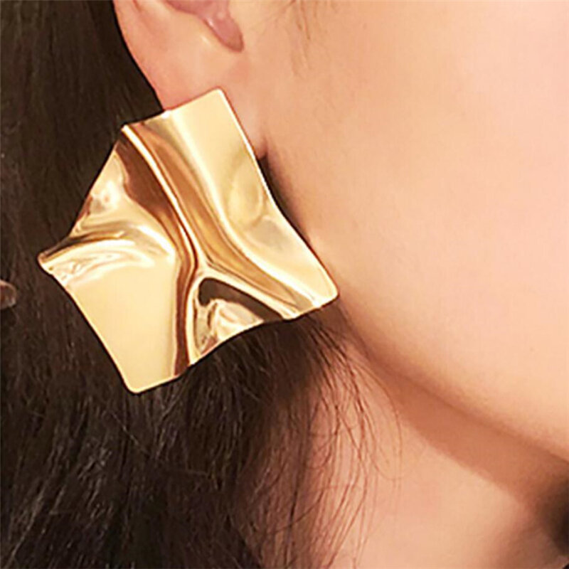 Grandes boucles d'oreilles vintage pour femmes, pendentif géométrique en métal, bijoux tendance et à la mode, 2023