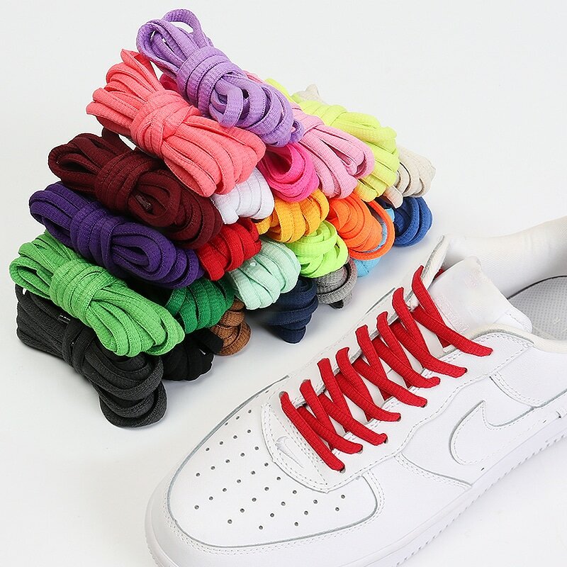 남녀공용 스포츠 신발끈, 모든 신발에 적합한 플랫 반원형 신발끈, 23 가지 색상, 1 쌍