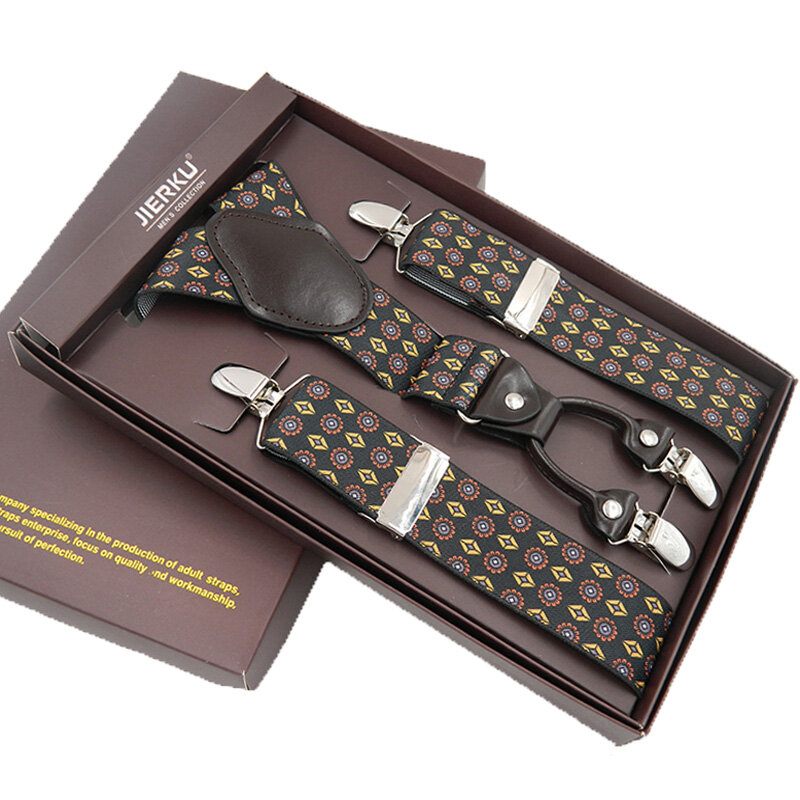 Bretelles en cuir pour hommes, bretelles réglables, 4 clips, ceinture, pantalon, à la mode, cadeaux pour pères