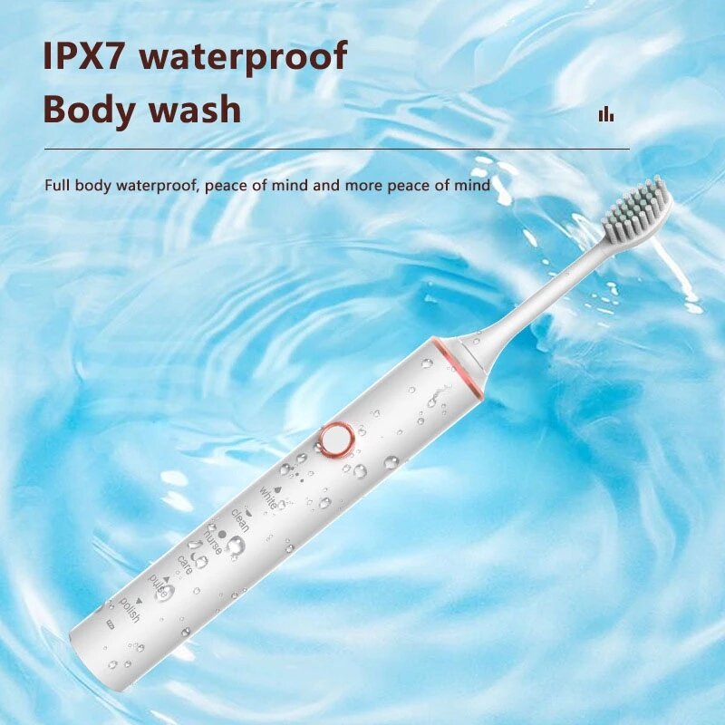 Spazzolino elettrico GeZhou spazzolino sonico ricaricabile IPX7 spazzolino da viaggio impermeabile a 6 modalità con 8 testine miglior regalo