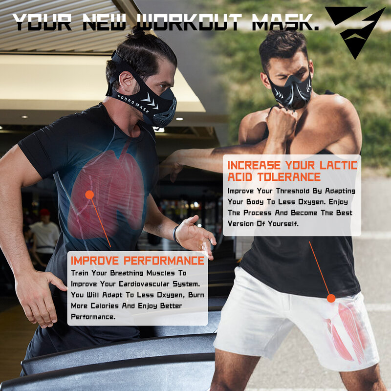Маска Спортивная FDBRO маска для выносливости для тренировок, бега, фитнеса, кардио, 3,0