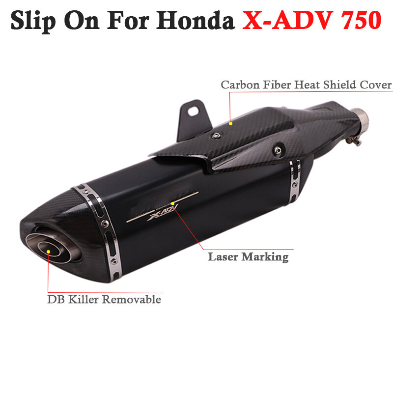 Silenciador de carbono para motocicleta, HONDA X-ADV750 deslizante para tubo de Escape, 750, ADV, 750, 2018, 2019, DB Killer