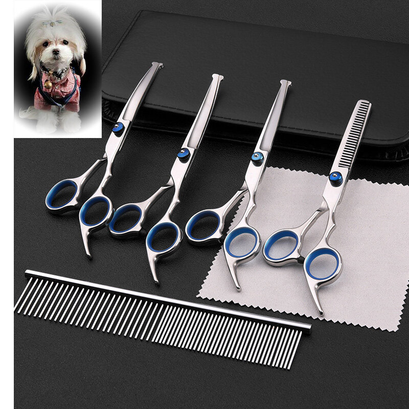 Safe Pet Grooming Scissors, cabeça redonda, profissional de aço inoxidável cão tesouras, cão portátil Set Corte, animal, 6"